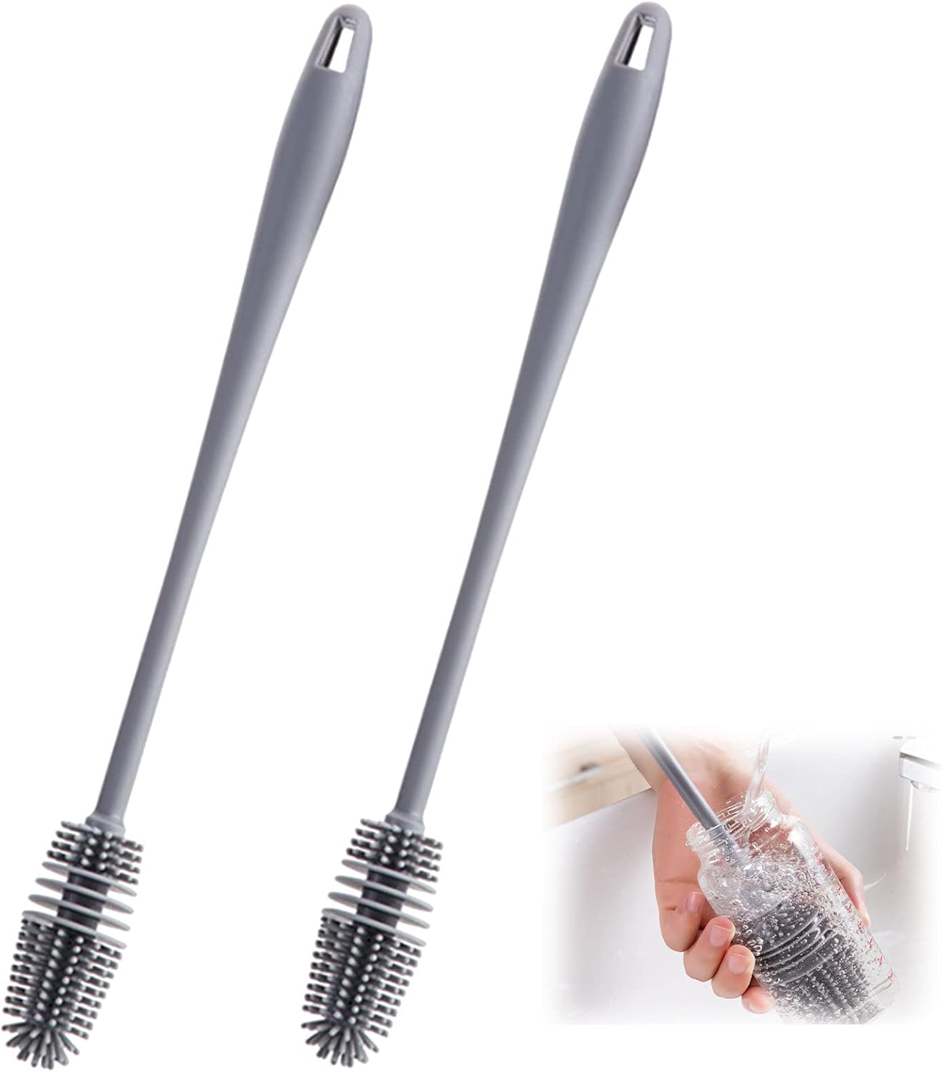 2 pieces Universal Silicone Bottle Brush Long Handle Silicone Bottle
