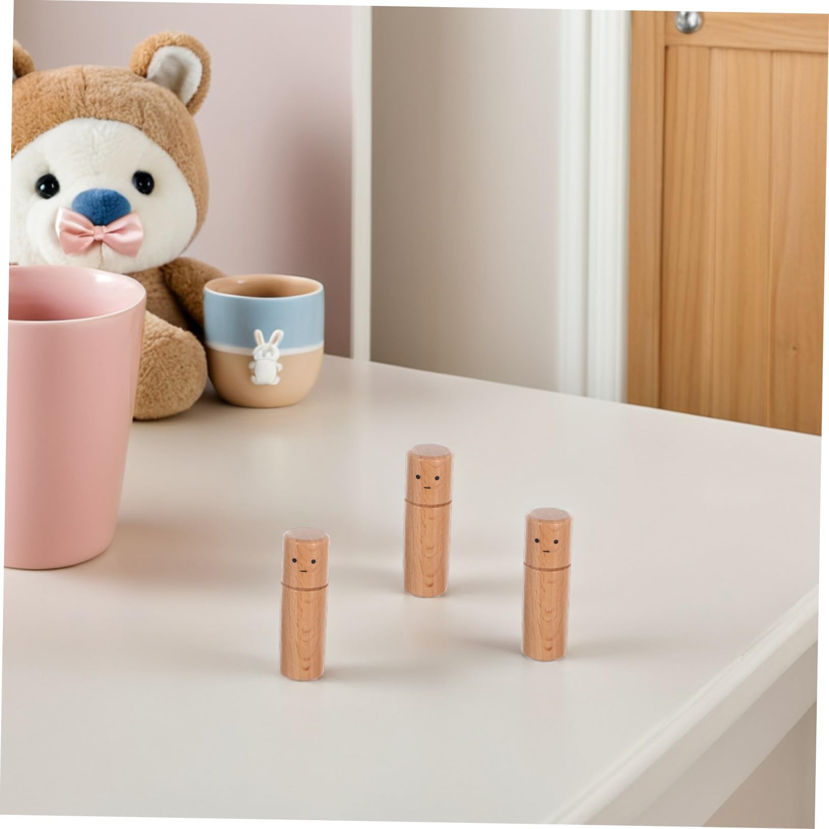 10 Piezas Figuras de Madera sin Pintar para Pintura y Manualidades Muñecos de Madera Sólida con Base Estable para Decoración y Educativo