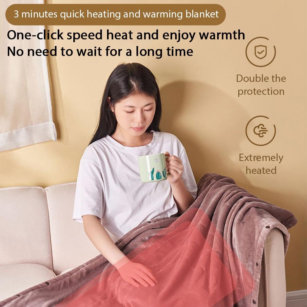 Prndkhn Cordless Electric Heated Blanket, USB Rechargeable