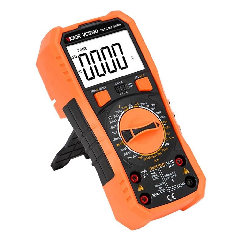 Victor VC890D Digital Multimeter Tester, 1999 Counts, Measures DC/AC Voltage & Current Resistance Capacitance Frequency Diode Continuity Testing with Auto Power Off (Victor VC890D)