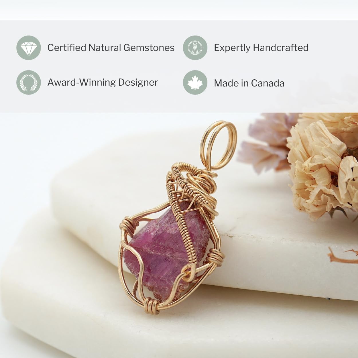 Designs by Nature Gems Raw Pendant Necklace – Wedding Gift Jewelry, 18" 14k Gold Filled Chain - Image 3