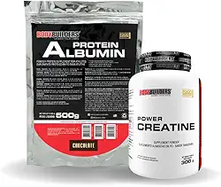 Kit Albumin Protein 500g + Power Creatina 300g - BODYBUILDERS (Médio, Chocolate)