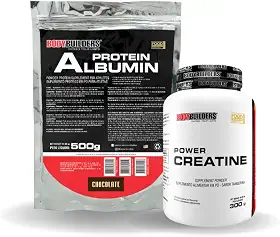 Kit Albumin Protein 500g + Power Creatina 300g - BODYBUILDERS (Médio, Chocolate)