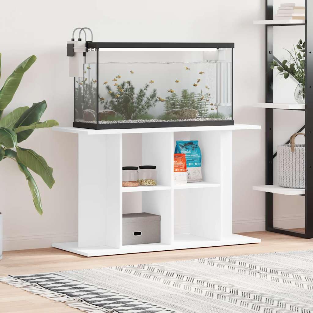 Aquariumständer Weiß Holzwerkstoff 100x40x60 cm Stabiler Unterschrank mit Stauraum und Wandbefestigung für Wohnzimmer Büro Flur Zucht Terraristik Süßwasser Meerwasser