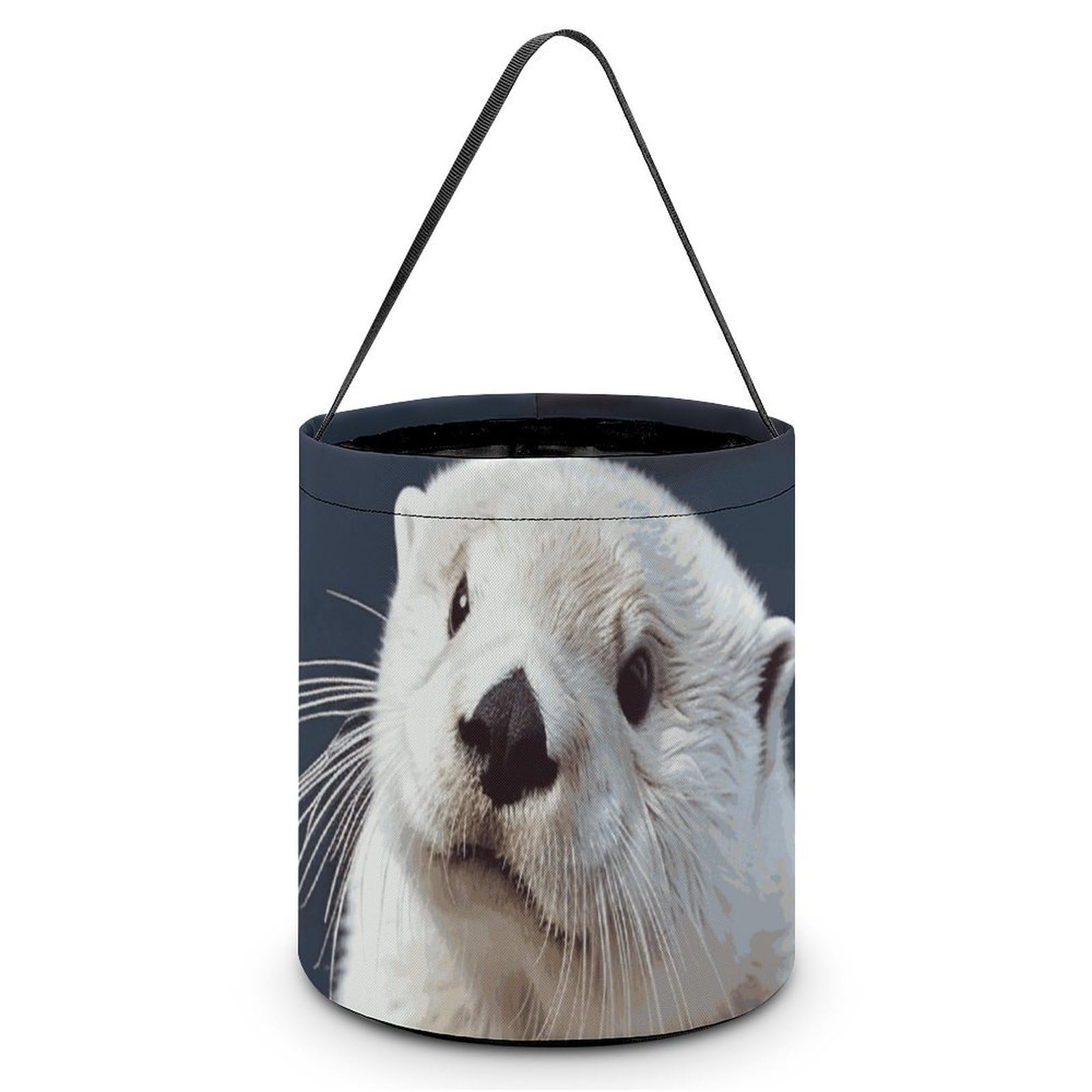 JTREHY White Otter Candy Basket Hand-held Portable Candy Basket Collapsible Reusable Candys Bags Trick Or Treat Bags Party Festival Gift Bucket