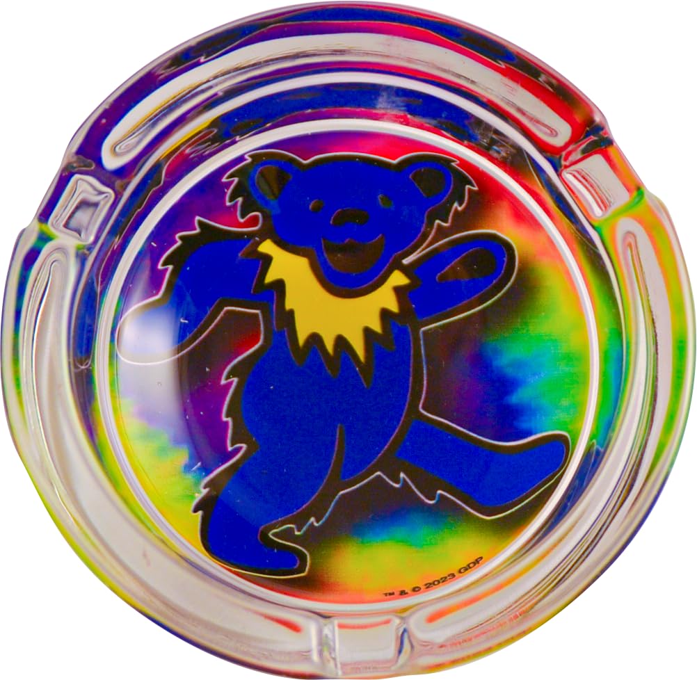 Grateful Dead™ Dancing Bear Ashtray / 3.25" Glass Ashtray/Tie-Dye Bear Design/Officialy Licensed