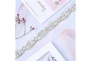 1 Yard Silver Wedding Dress Rhinestone Pearl Crystal Waist Belt