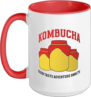 Kombucha Starter Kit for Tea Drink Lover Kombucha Ceramic Mug, Red/White, 15oz