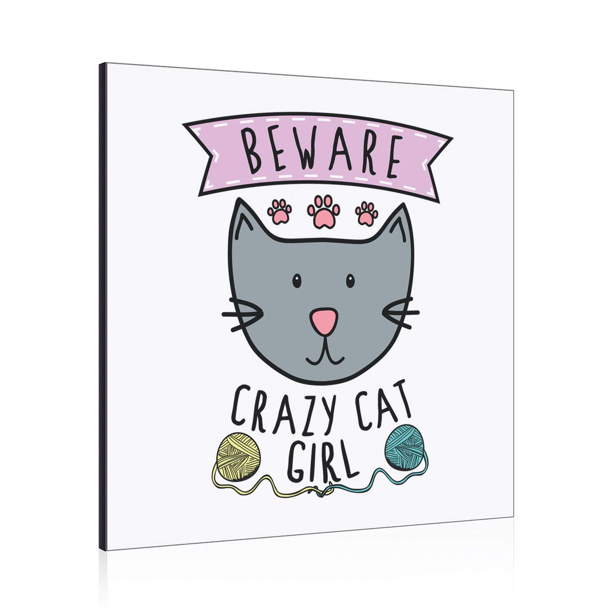 Décoration Murale Crazy Chat Fille pour Personnaliser Votre Salon