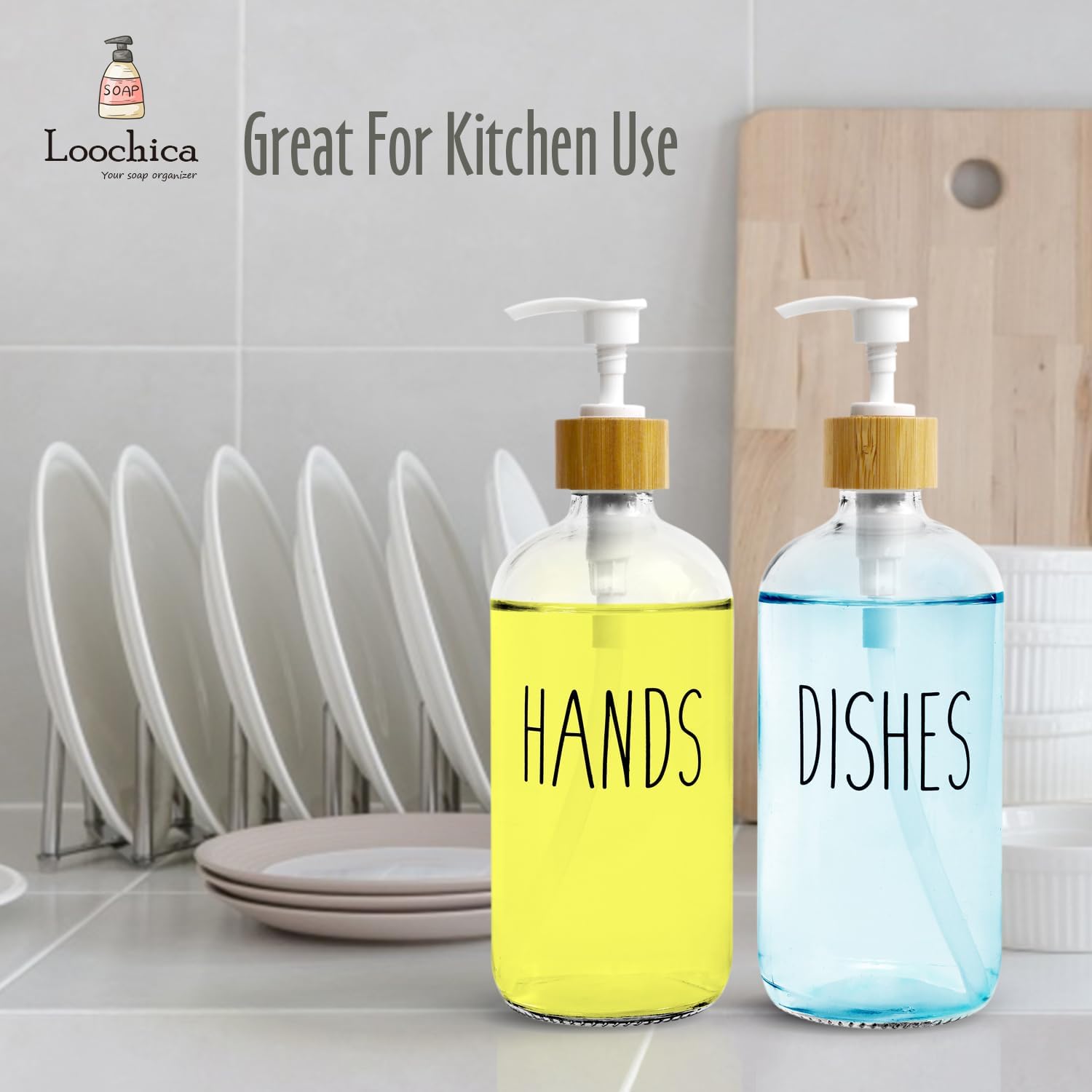 2 Pack Clear Glass Soap Dispenser with Plastic Pump, Transparent Dish and Hand Soap Dispenser Set, Refillable Reusable Apothecary Soap Pump Dispenser Bottles for Bathroom and Kitchen - Image 6