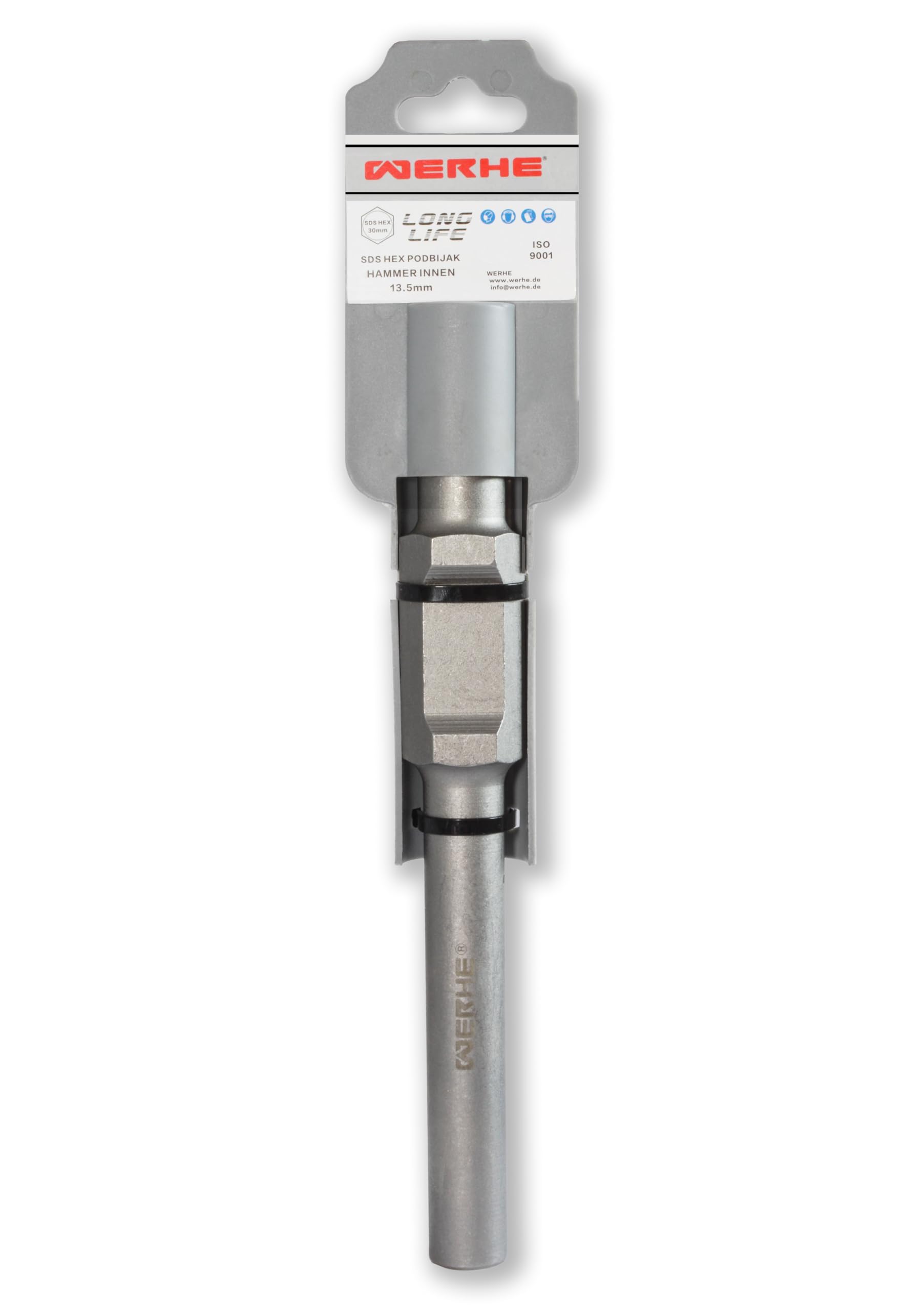 WERHE® Professional HEX30 Ground Nail Driver for Inserting Deep Soil Earth Ground Rod Earth - Inner Diameter 13.5 mm 257 x 22 mm - Jack Hammer Picket Post Driver Driver