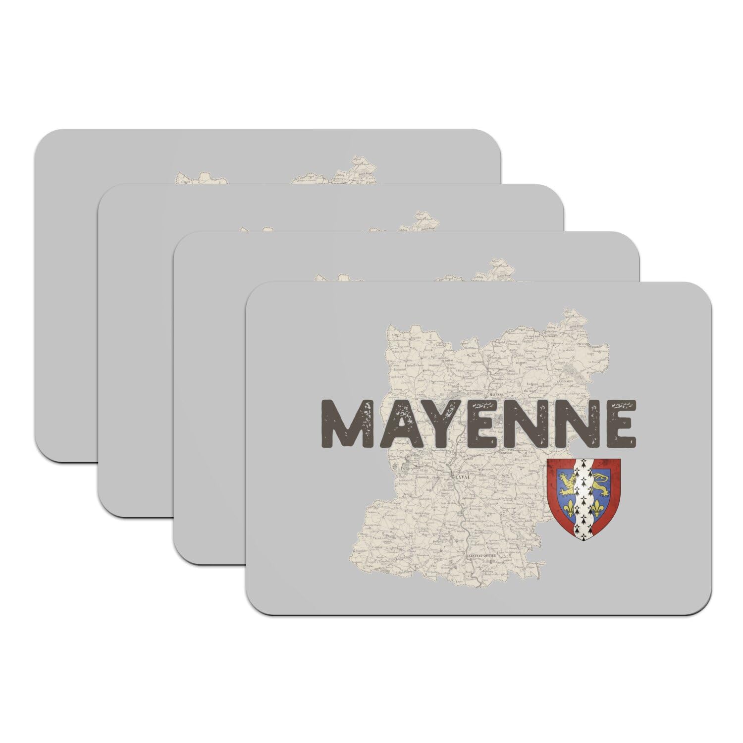 Sets de table Mayenne 53 pour décoration de table Pays de la Loire lot de 4 gris