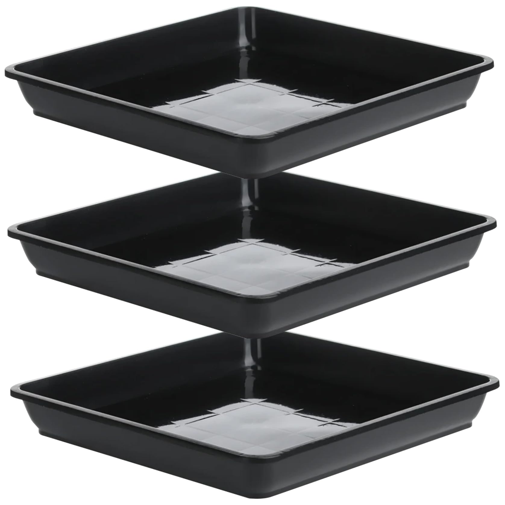 Plant Pot Saucers 3PCS Plant Tray Plastic Square Plant Tray Durable Plant Water Catcher Tray for Bonsai Flowers Succulent Pot Gardening Supplies Large