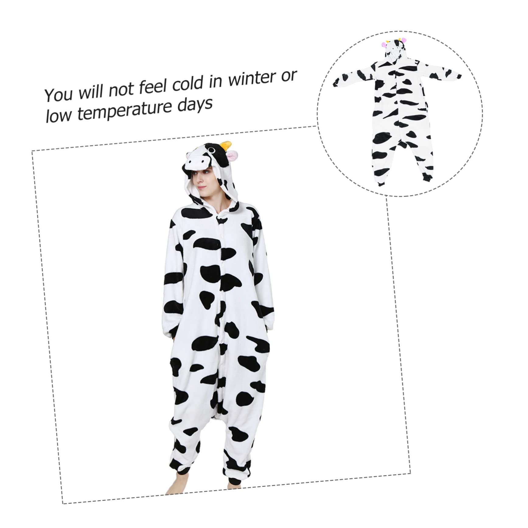 BESTYASH Pigiama Intero da Donna e Uomo in Flanella a Mucca Cartoon | Tuta Morbida e Traspirante, per Cosplay e Spettacoli, Stile Unisex Molto Caldo