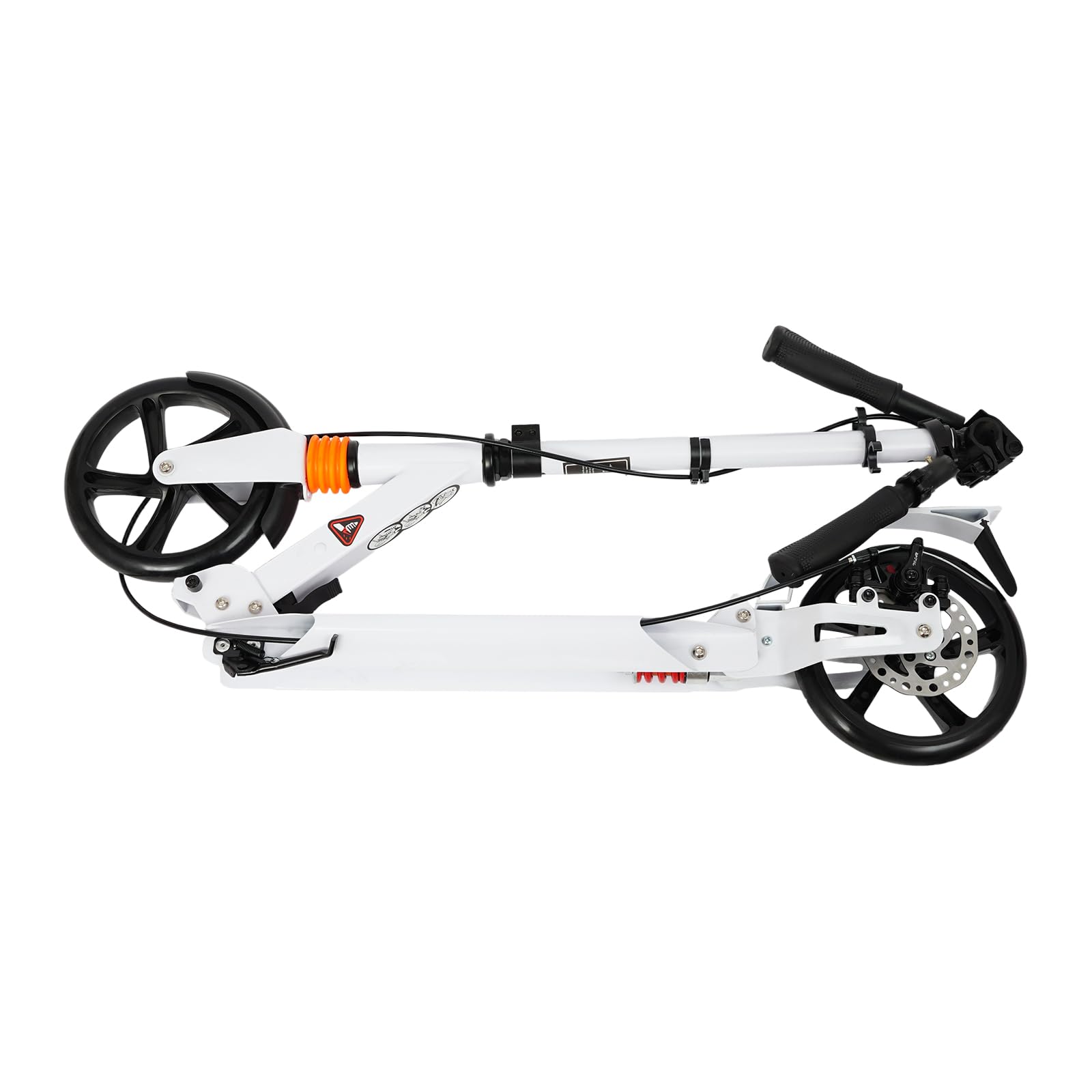 Monopattino pieghevole per adulti e ragazzi, regolabile in altezza 93-107 cm, portata fino a 100 kg, con doppio freno, pieghevole, per città e tempo libero, bianco