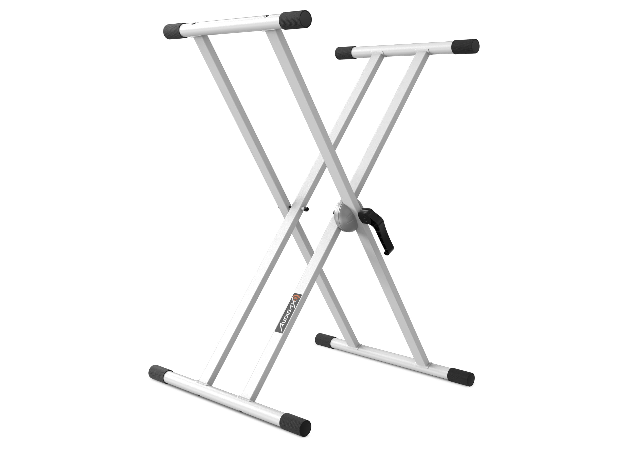 Audibax Onyx 130 White - Support pour Clavier à Ciseaux Double - Support pour Clavier de Musique Électronique - Réglage Easy Lock Ball Joint - Charge 50 kg - Pour Claviers à 61, 76 et 88 Touches