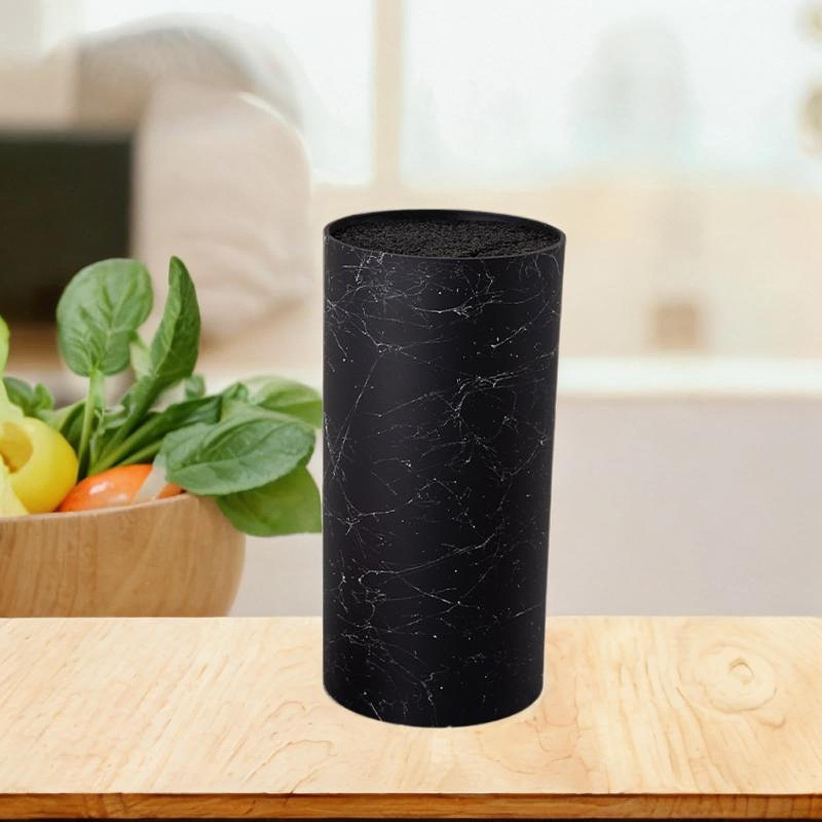 Bothyi Round Knife Block Organizer Vertical Utensils Holder Save Space with Slots Universal Knives Drain Stand, Black B