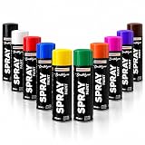 Zestaw farb w sprayu, 10 kolorów, 200 ml, każda szybkoschnąca puszka w sprayu graffiti do drewna, kamienia, metalu, szkła, czarny, biały, niebieski, zielony, czerwony, żółty, fioletowy