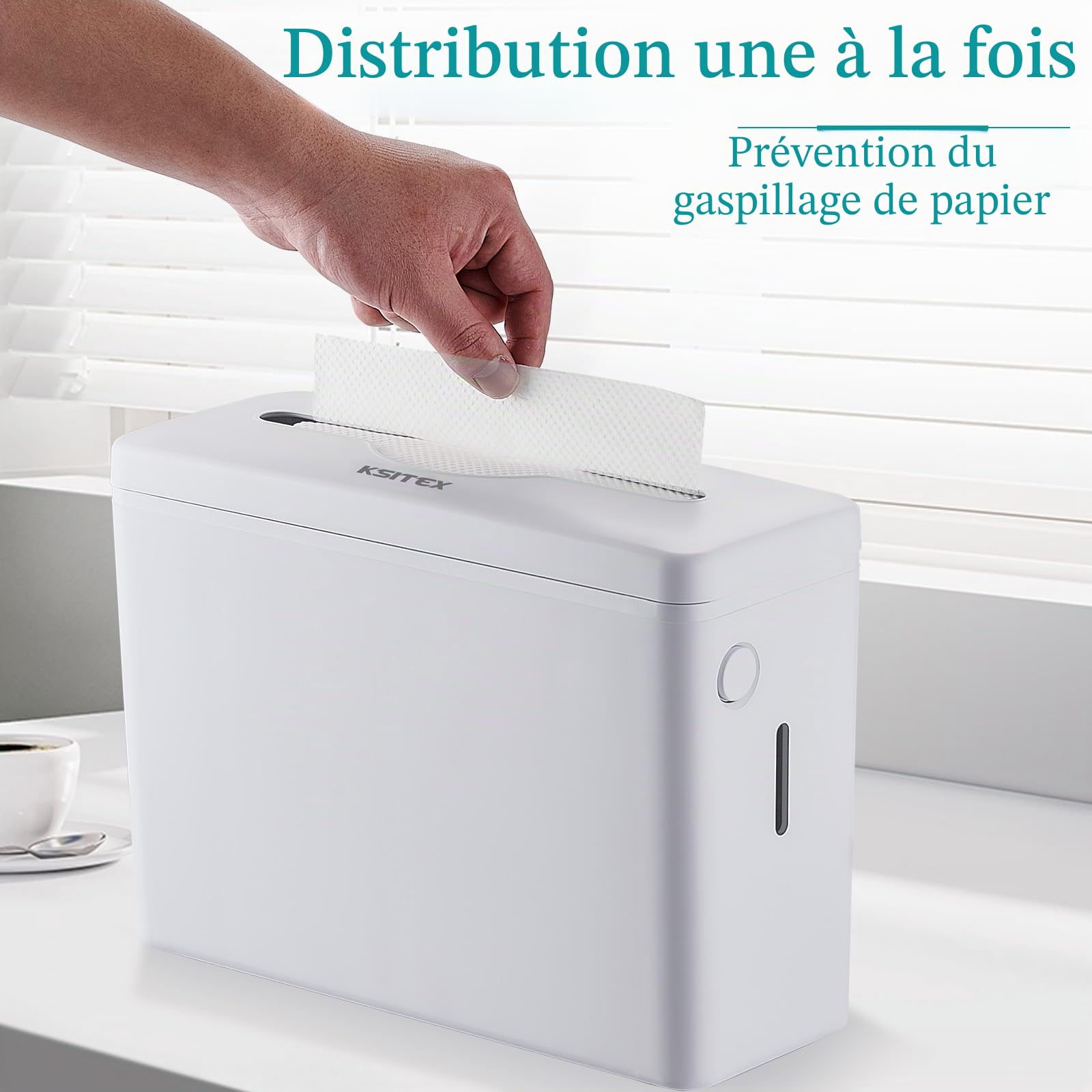 Distributeur de Serviettes Papier de Comptoir, Grande Capacité – pour Serviettes Z/C/Multi Pli, avec Base Anti-Dérapante (300 Feuilles, Blanc) pour Cuisine, Restaurant, Bureau Blanc
