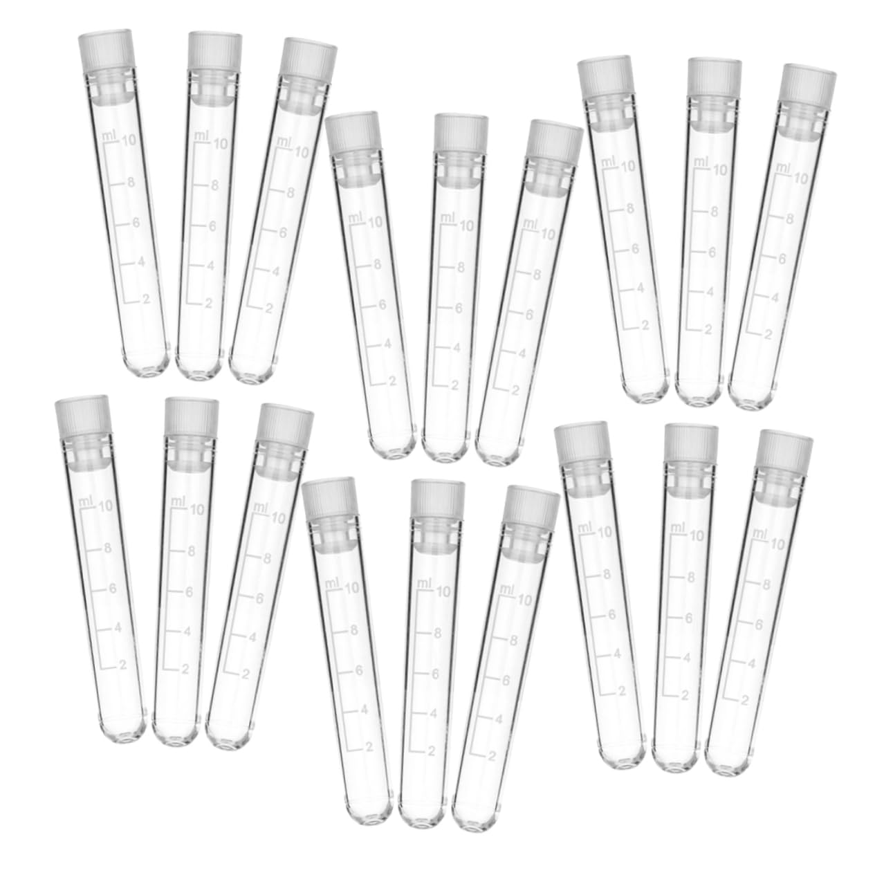CIYODO 20-Pack 10ml Plastic Test Tubes Leakproof Screw Caps Storage Vials for Lab and Plant Experiments