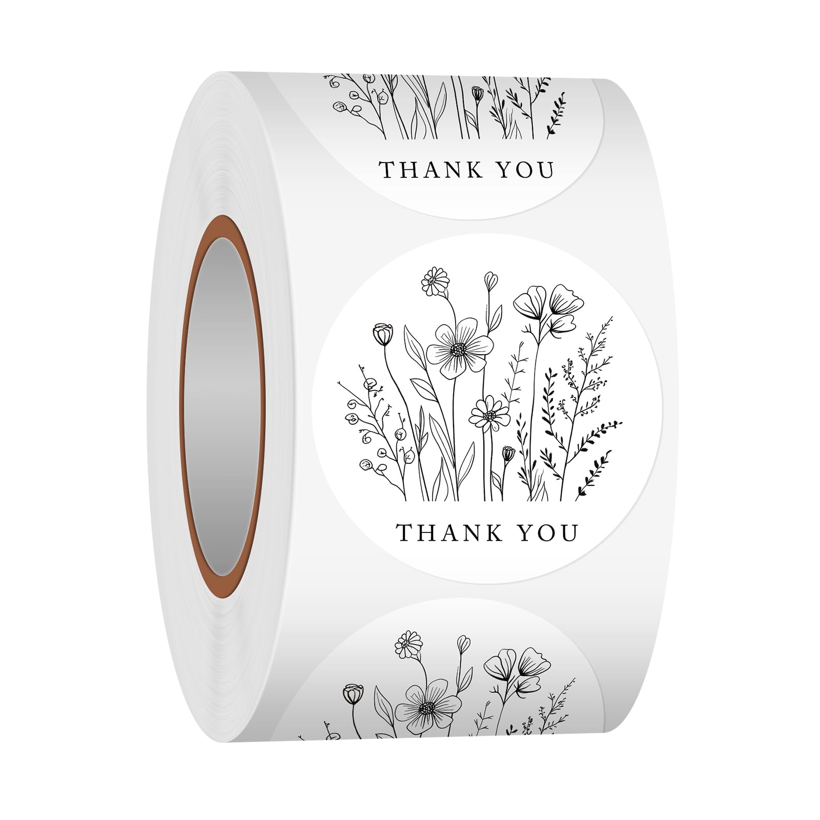 Heyfibro 500 PCS 1.5 Inch Thank You Stickers for Small Business, Baking, Gifts, Envelopes, Weddings(Line Flowers 1)