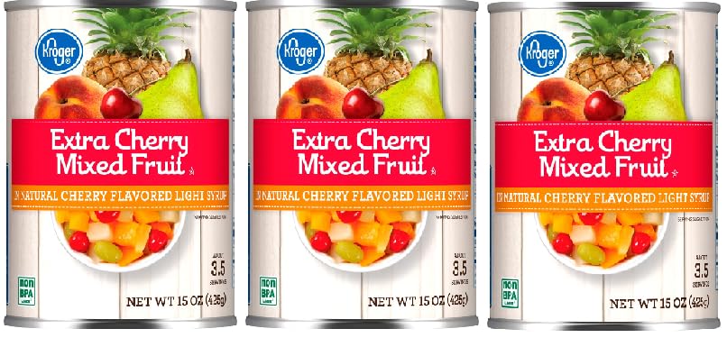 Canned Extra Cherry Mixed Fruit in Light Syrup (3 Cans,15 oz. Each)