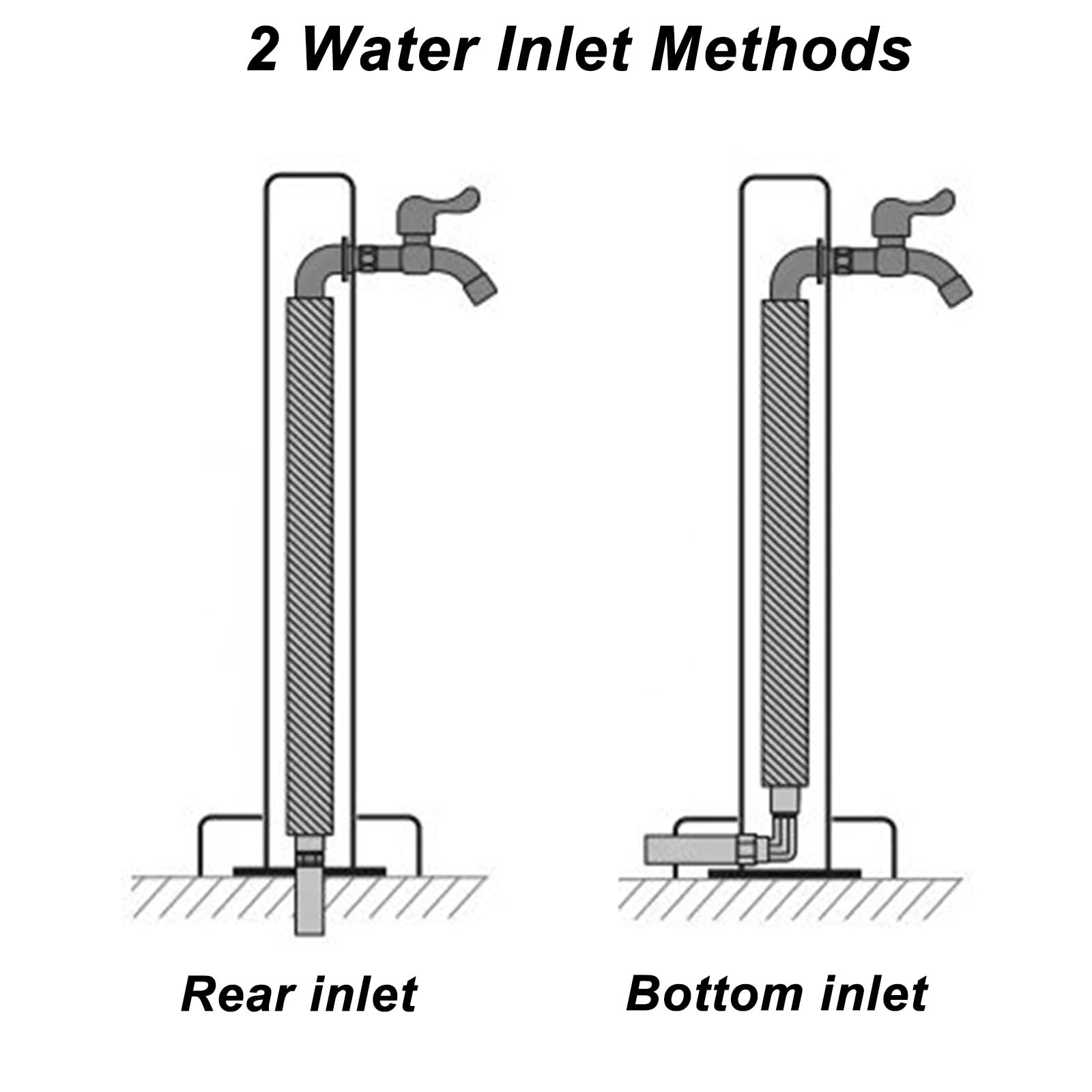 Moderne Colonne Jardin, Acier Inoxydable Colonne D'eau Verticale Antigel avec Robinets pour Cour, Ferme, Noir(60cm/24in)