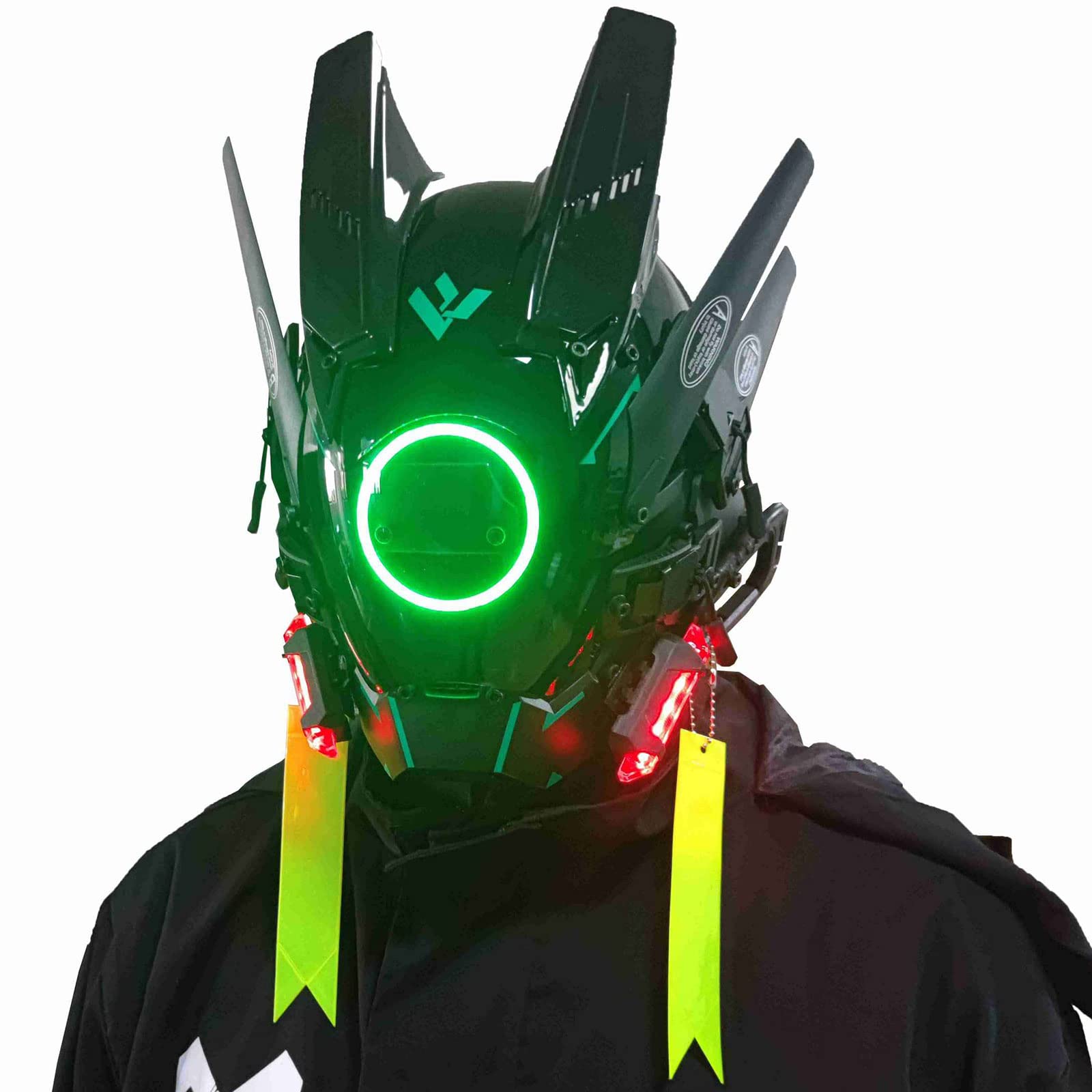 Punk Mask Helmet Cosplay for Men, Futuristic Punk Techwear, Halloween Cosplay with Light