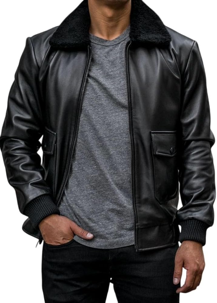 Mens G-1 Fur Collar US Navy Flight Distressed Brown Aviator