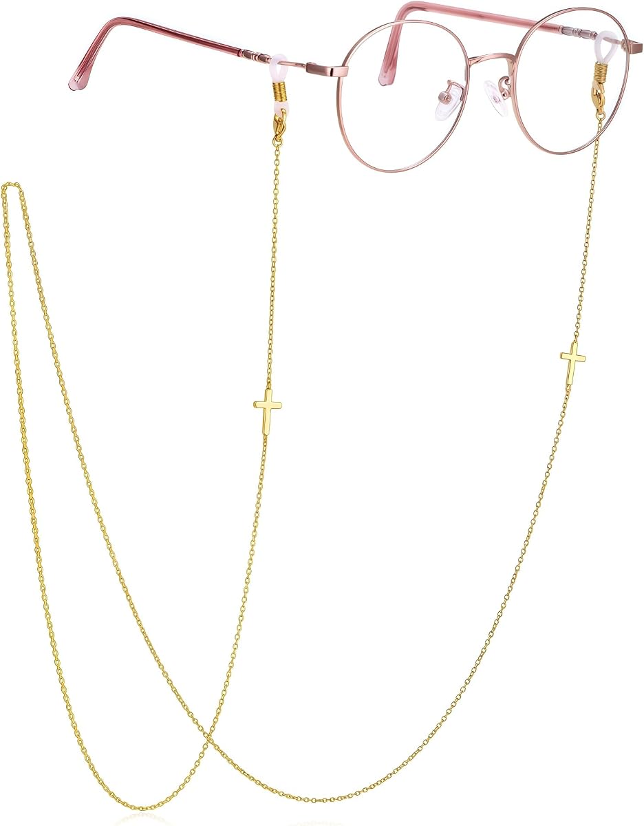 AllenCOCO Cadena para gafas, correa para gafas de sol para mujer, cadena para gafas de oro de 14 quilates, soportes para gafas alrededor del cuello