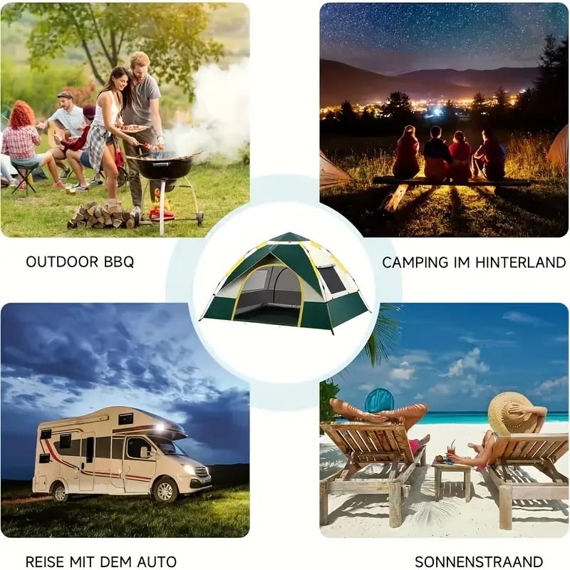 Carpa Camping Instantánea Verde y Amarillo 4 Personas miniatura 5
