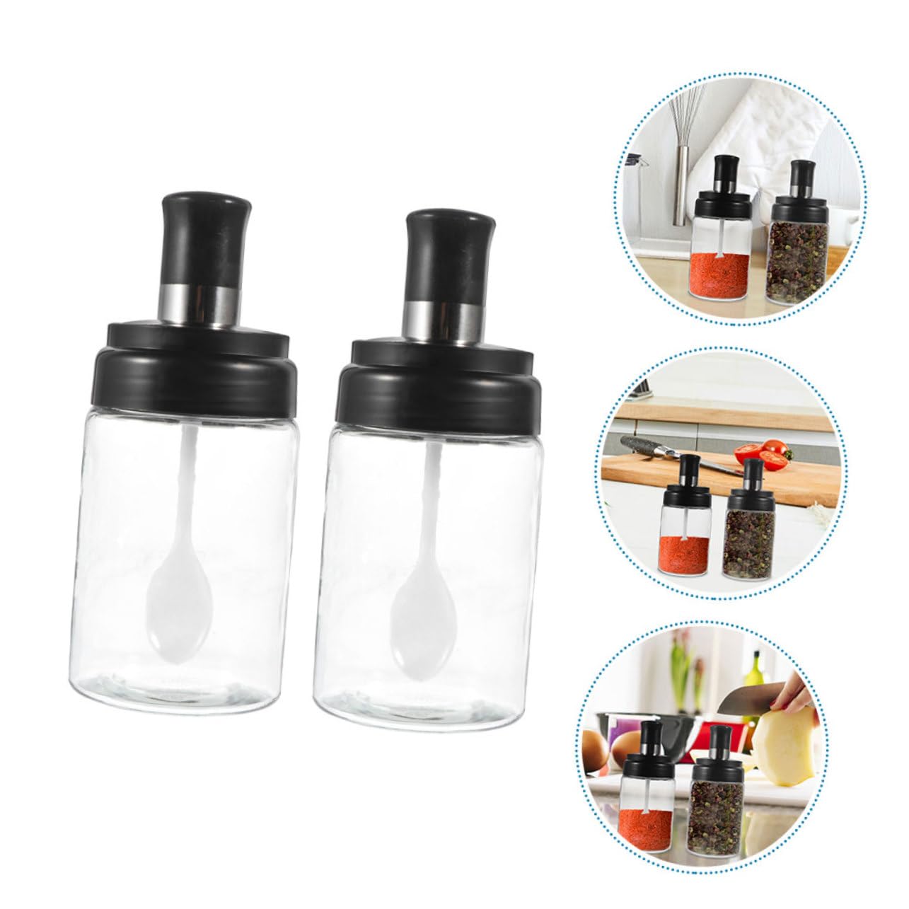 PRETYZOOM 5 Juegos Contenedor De Especias Para El Hogar Frascos Con Tapa Azúcar Dispensadores Matraz Avena Dispensador De Miel Tapas Tarro De Miel Y Galleta Gel De Sílice 2 Piezas * 5