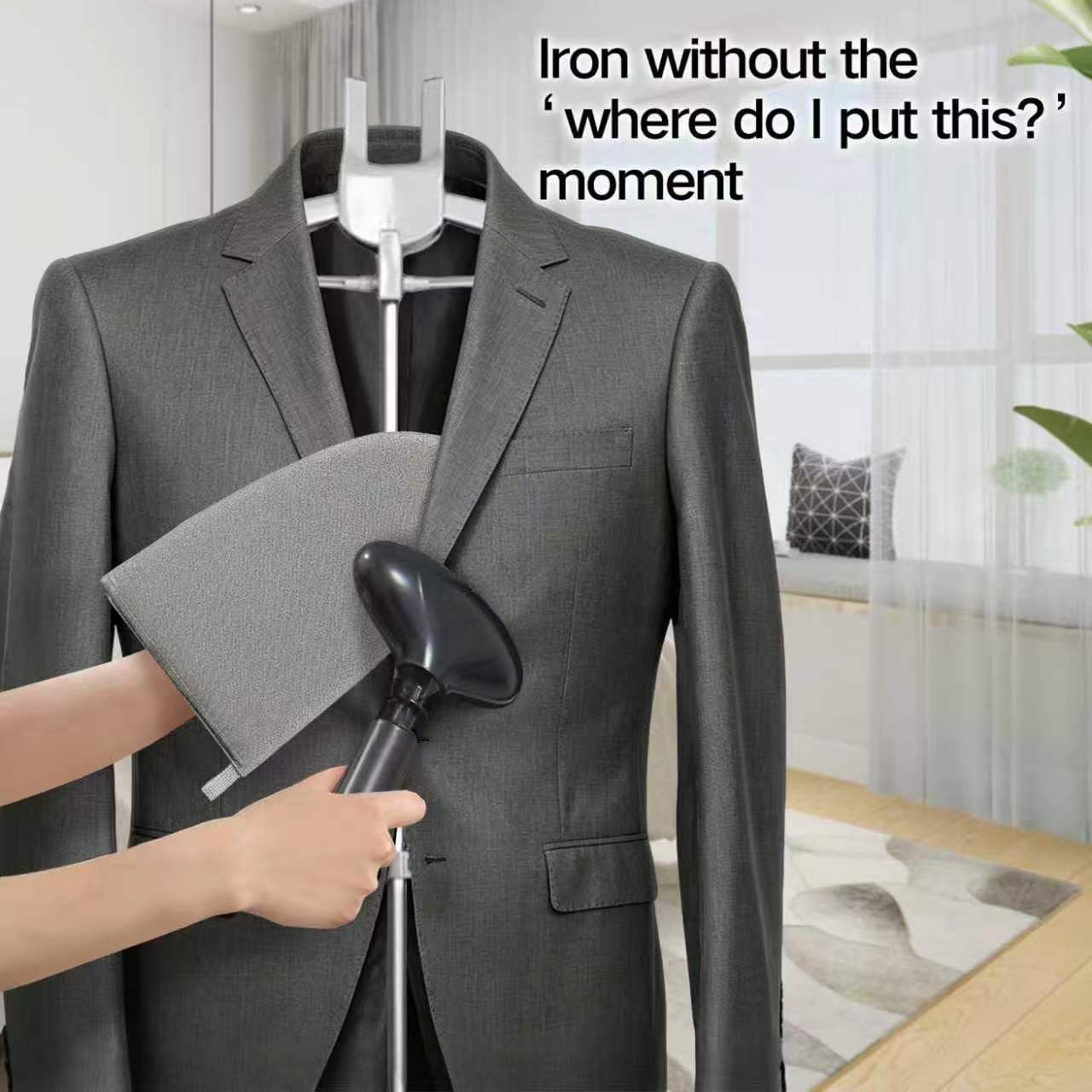 Garment Steamer Rack with Ironing Gloves for Clothes, Foldable Garment & Clothes Drying Rack,Graduation Gown Display Stand, Garment Hanger Drying Rack for Including Ironing Gloves (Grey)