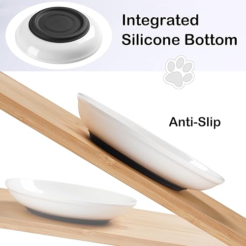 Miniatura 2 de Cuenco de comida para gatos, cuencos de cerámica saludables para gatos de interior, juego de platos antifatiga para gatos, platos anchos poco