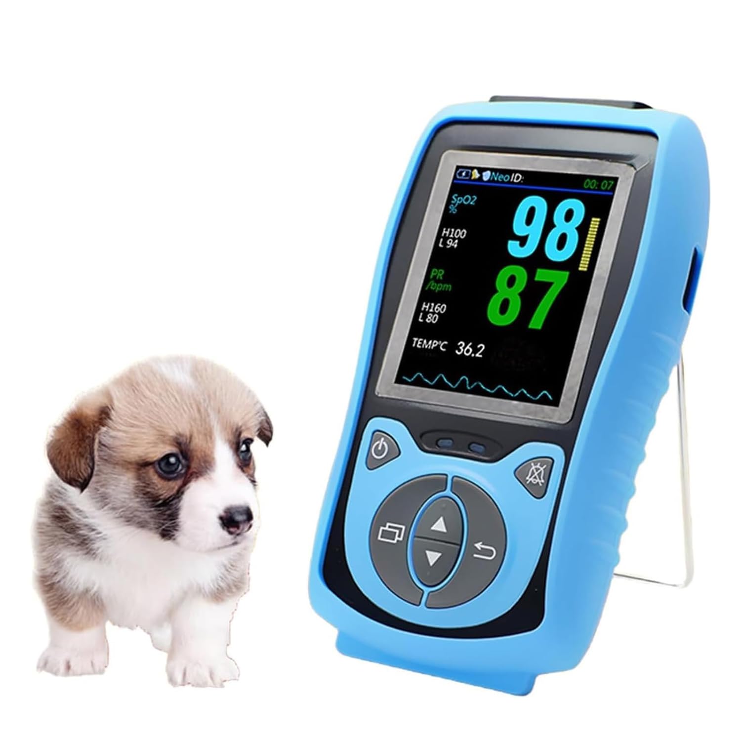 Monitor portátil de oxígeno para animales, oxímetro de pulso veterinario, pantalla LCD de 2,8 pulgadas, con sensor para oreja y lengua, sonda de temperatura, para gatos, perros y hospitales de mascota