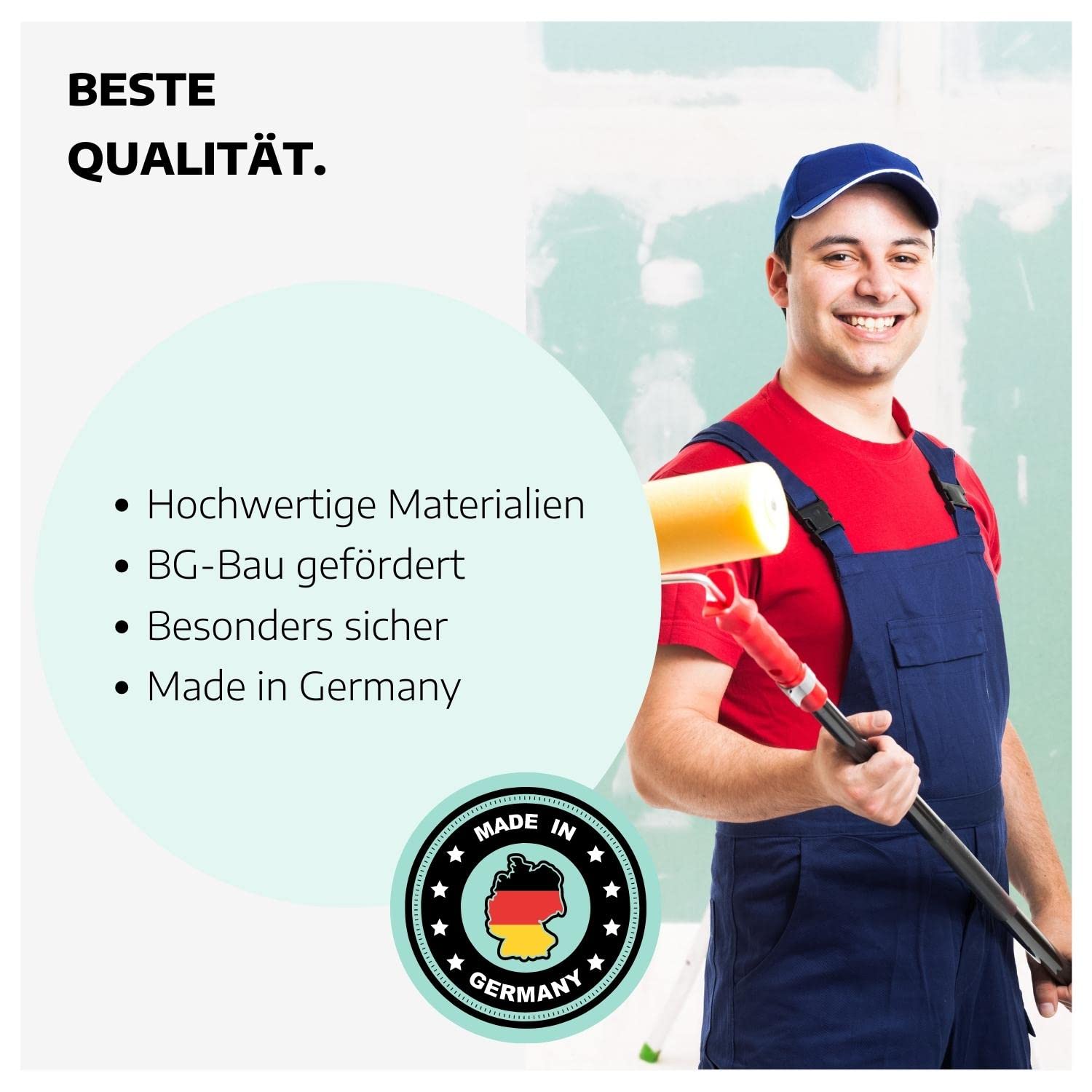 Maler Abdeckvlies 300g/m² mit PE-Antirutsch Folie I Abdeckfolie Maler 2 Rollen à 50 x 1 m I wiederverwendbare Malerabdeckung I Maler Abdeckfolie in Profi-Qualität I fusselarm & saugstark