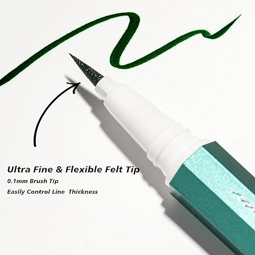 Miniatura 2 de Líquido delineador de ojos verde, de larga duración y secado rápido, aplicador de punta de fieltro para una aplicación precisa, extraíble con agua,