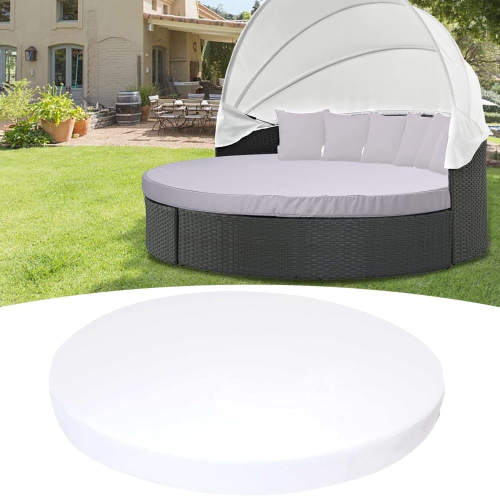 Housse de coussin pour lit de jour rond 168cm imperméable en polyester blanc d'extérieur