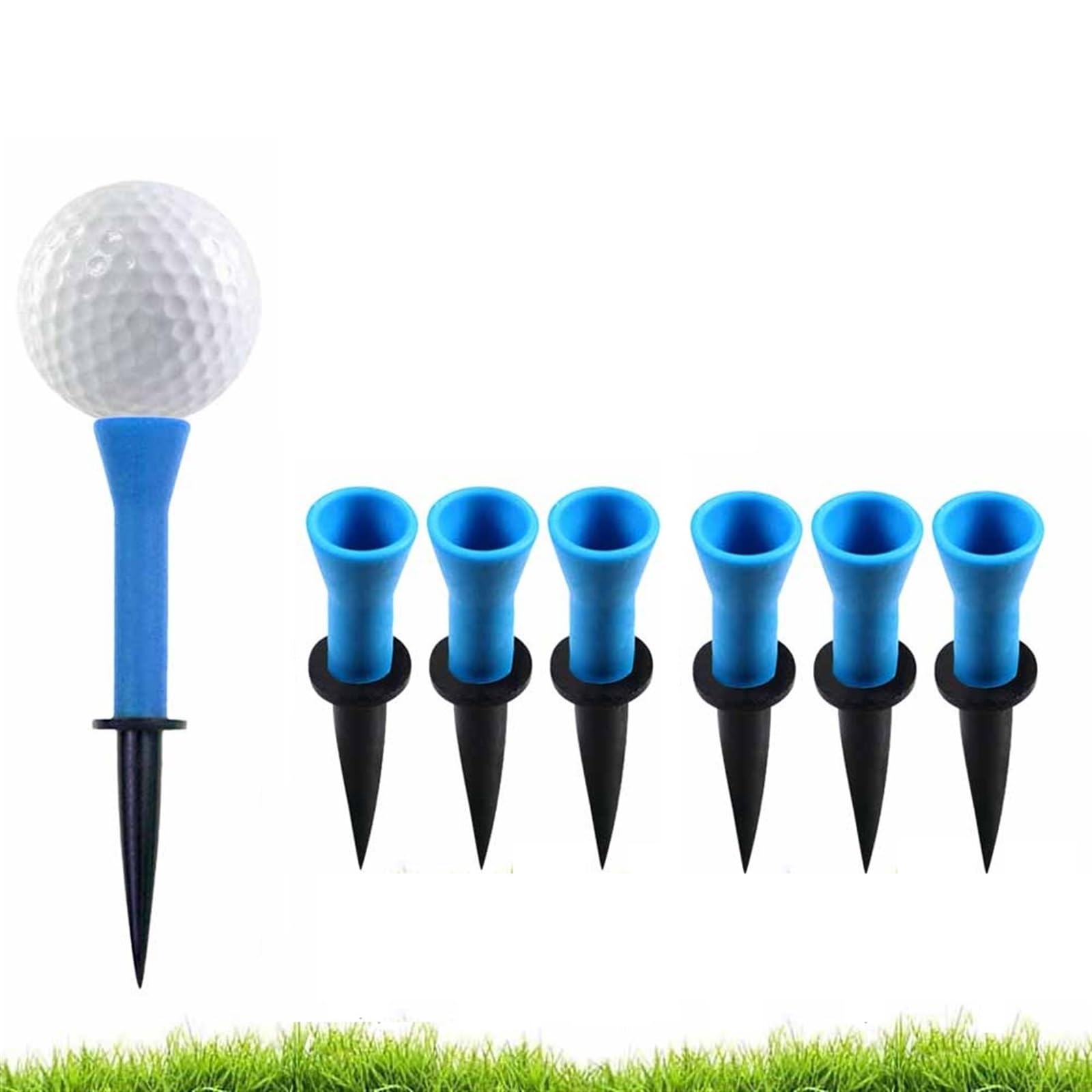 Golf Tee 6 Stück 58 mm 76 mm Kunststoff-Golf-Tees mit weicher Gummi-Polsterung, for Üben for Golfer, Golf-Zubehör FüR Einen Idealen Abschlag
