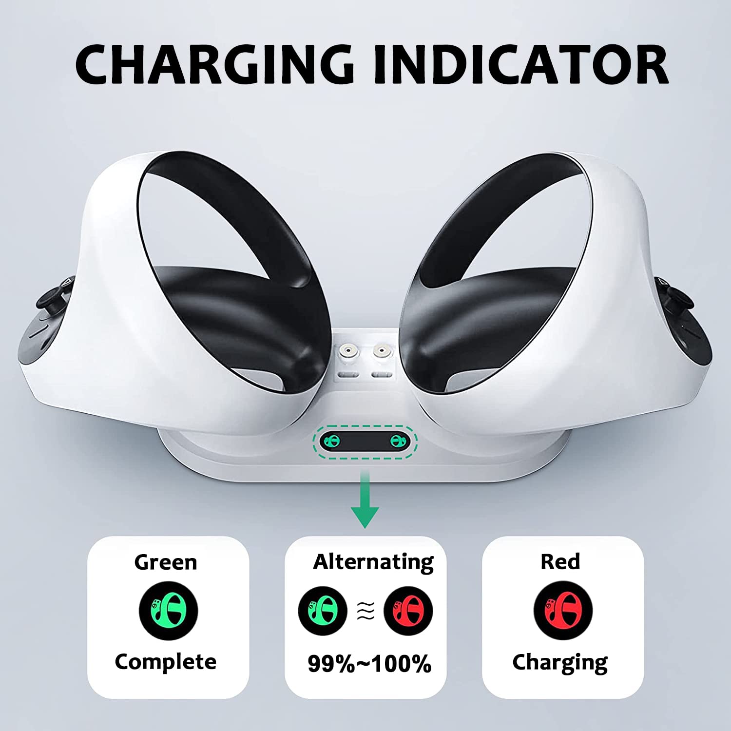 Ladestation für PSVR2-Controller, FemKey PS5 VR2, Schnellladehalterung mit 2 wiederaufladbaren Anschlüssen, verbesserte magnetische Ladestation Typ C mit LED-Anzeige für PSVR2 Zubehör