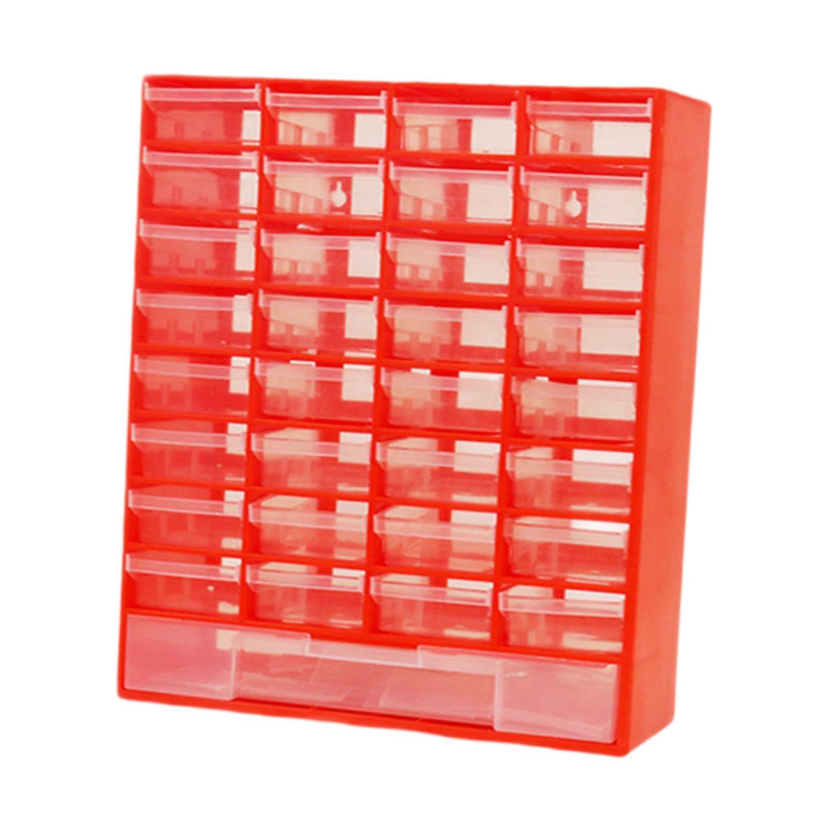 Kompakter Schubladen Organizer mit 33 Rot 30 x 13.1 x 40.8 cm | Schubladen zur Aufbewahrung von Make up, Stiften, Schmuck und Bürobedarf. Wandmontierter Bastelorganizer mit , Rot , 30 x