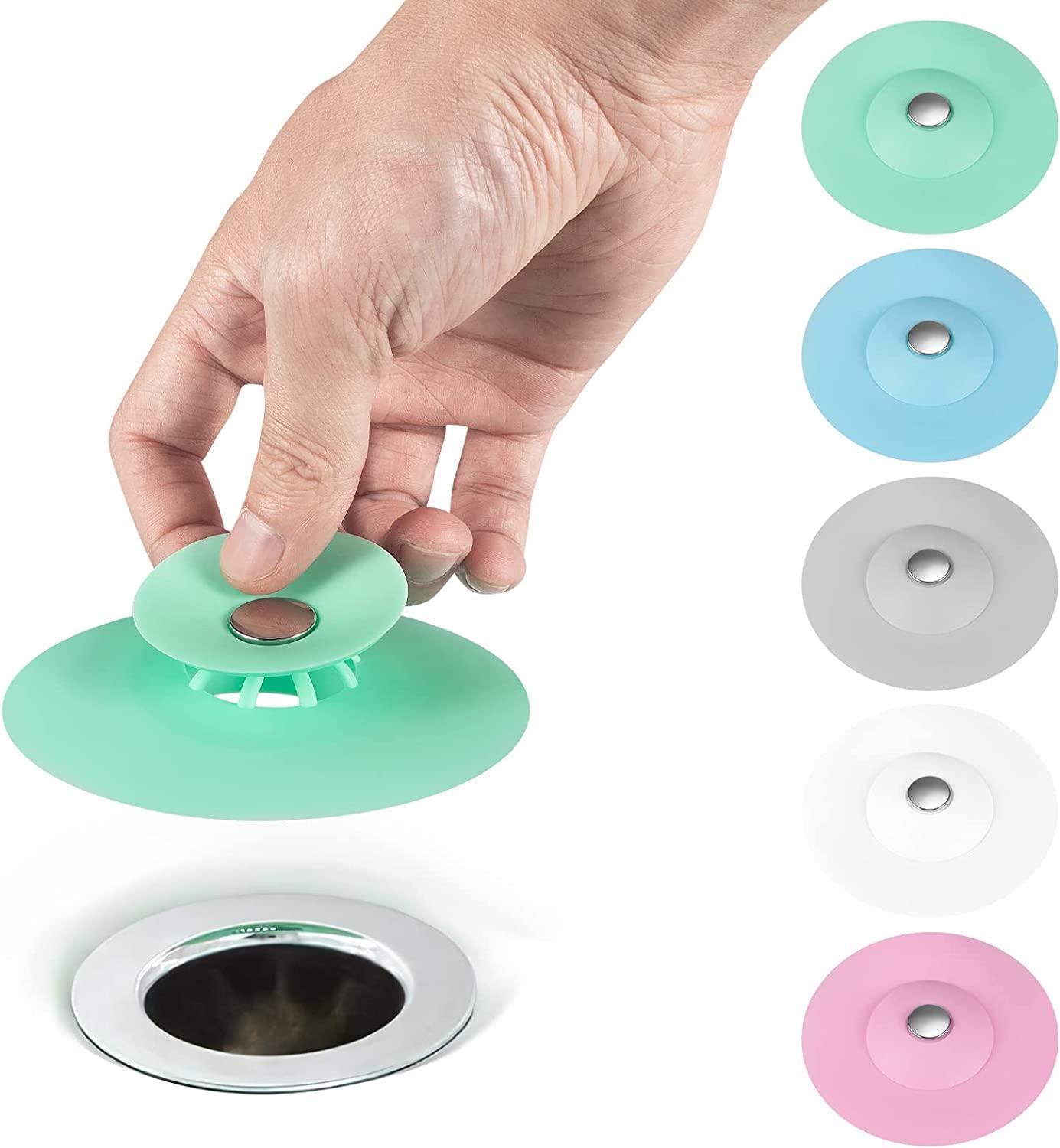 LUXEXOTIC 2-in-1 Home Bathroom Kitchen Silicone Sewer Sink Bathtub Wash-Basin Sealer Cover Drainer Water Stopper with Hair Catcher (Random Color Pack of 2) (B0CRH1JRTN) Amazon Price History, Amazon Price Tracker