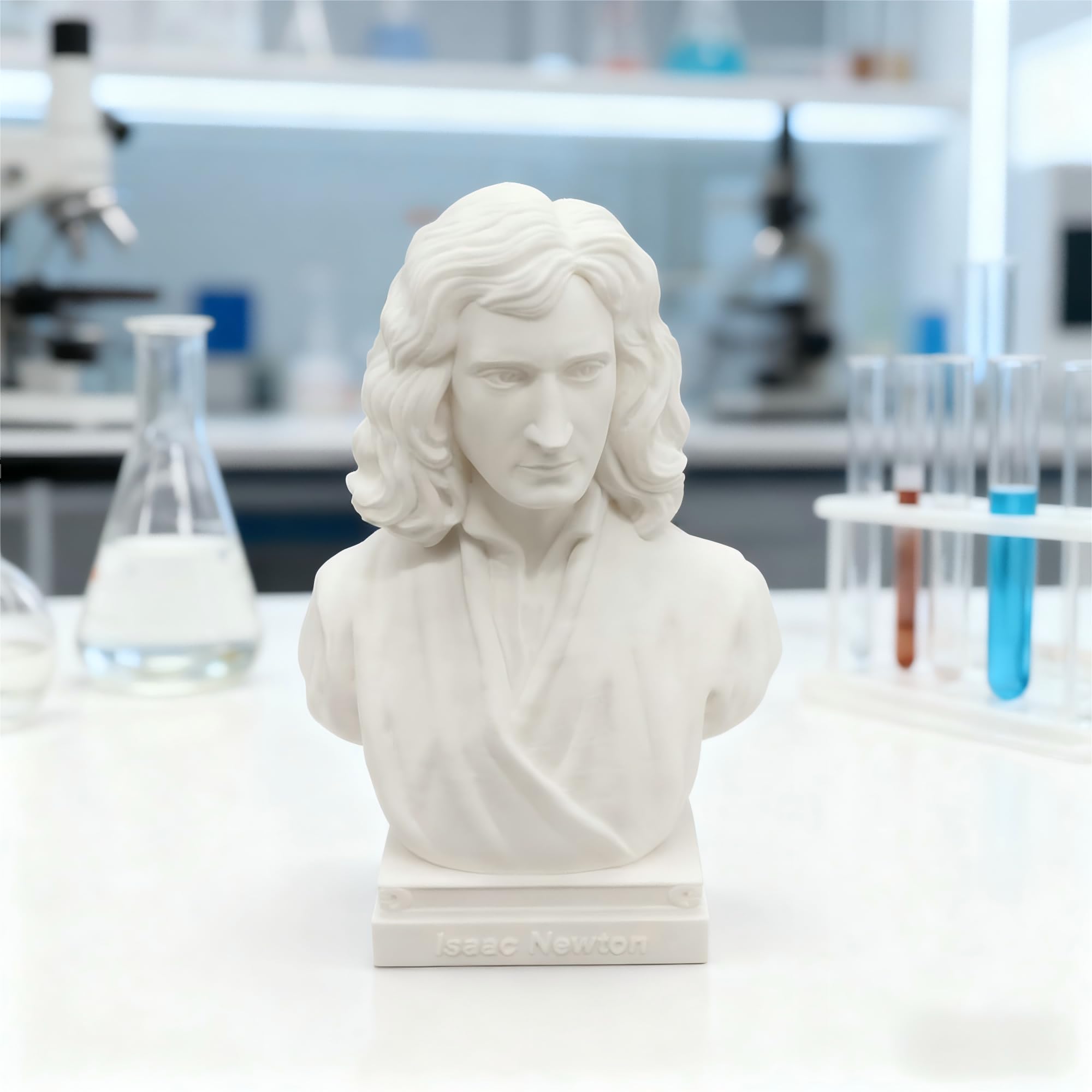 Dytartzx Newton Bust Statue 4 Inch 3D Printed Stone-Like Science Decor Academic Art Sculpture for Bookshelf Office Desk Home Study Decoration