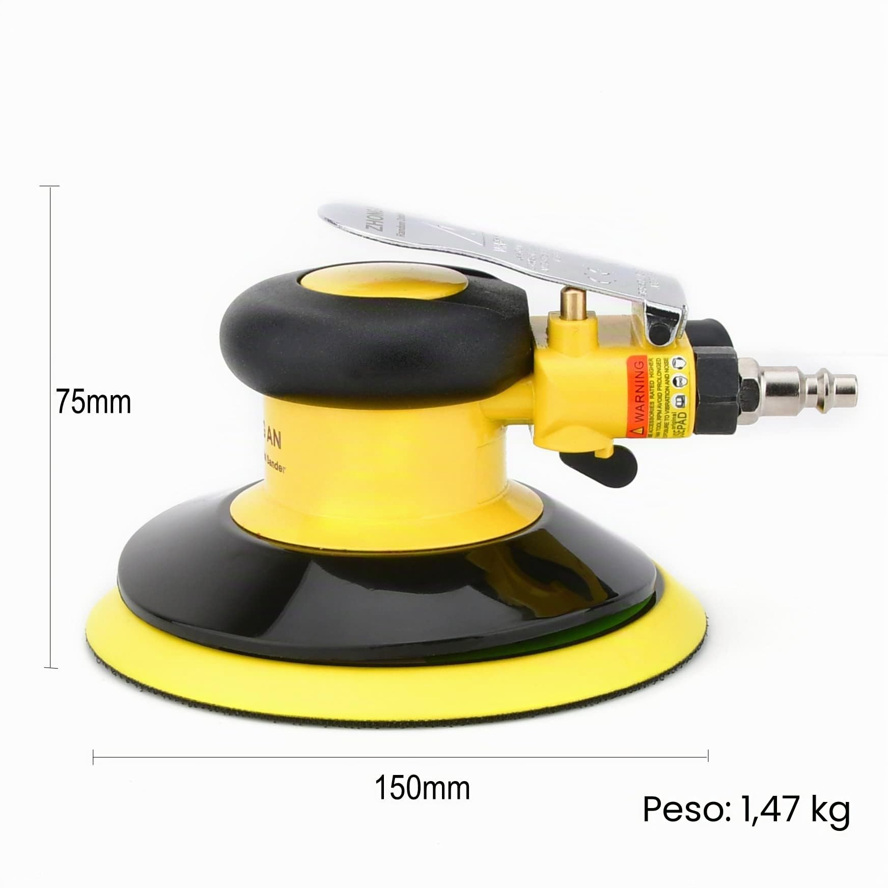 Nueva mejora Pulidora excéntrica Pulidora Aire comprimido 150 mm, Velocidad de ralentí: 12000 RPM, amoladora multifuncional pequeña y potente (150mm)