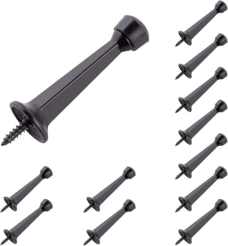 HOME MASTER HARDWARE Paquete de 12 topes de puerta rígidos sólidos resistentes  Tope de puerta de 3 pulgadas con acabado negro mate y punta de goma
