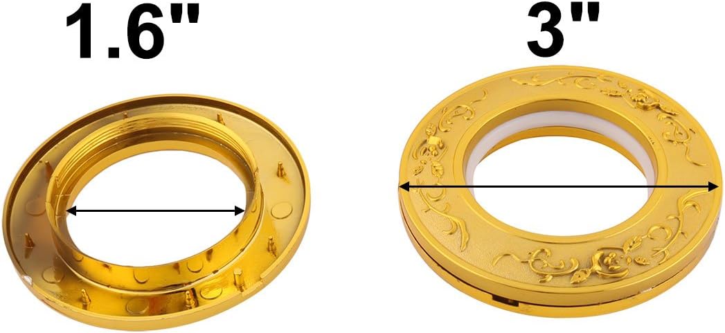 Plastic Flower Vine Pattern Home Window Curtain Rod Hanging Ring 50pcs Gold Tone (id: f4d 319 50b fa7 fde