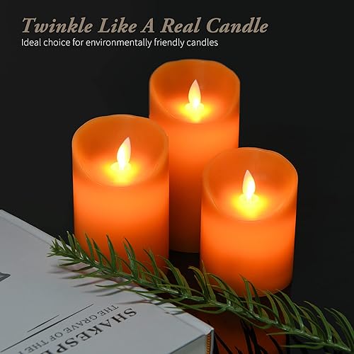 Miniatura 4 de Juego de velas falsas LED sin llama parpadeantes de cera real con control remoto y temporizador para decoraciones de Halloween (naranja)
