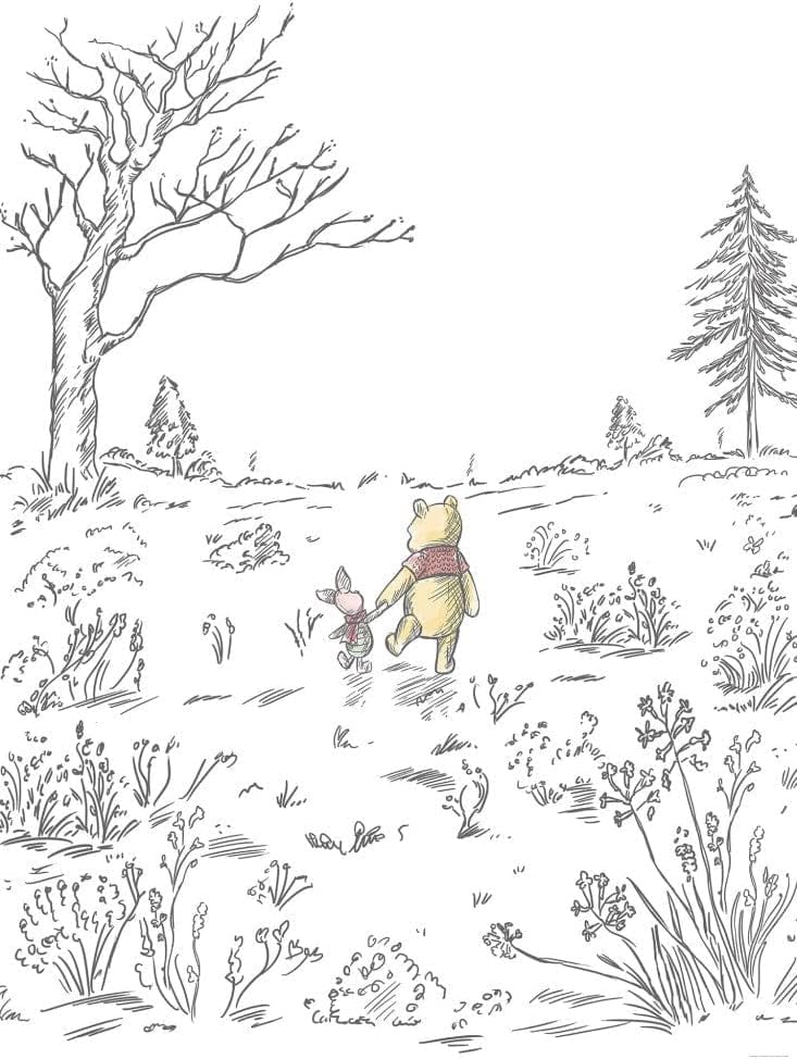 Komar Disney IADX4-043 Non-Woven Photo Wallpaper Winnie The Pooh Walk Dimensions: 200 x 280 cm (Width x Height)