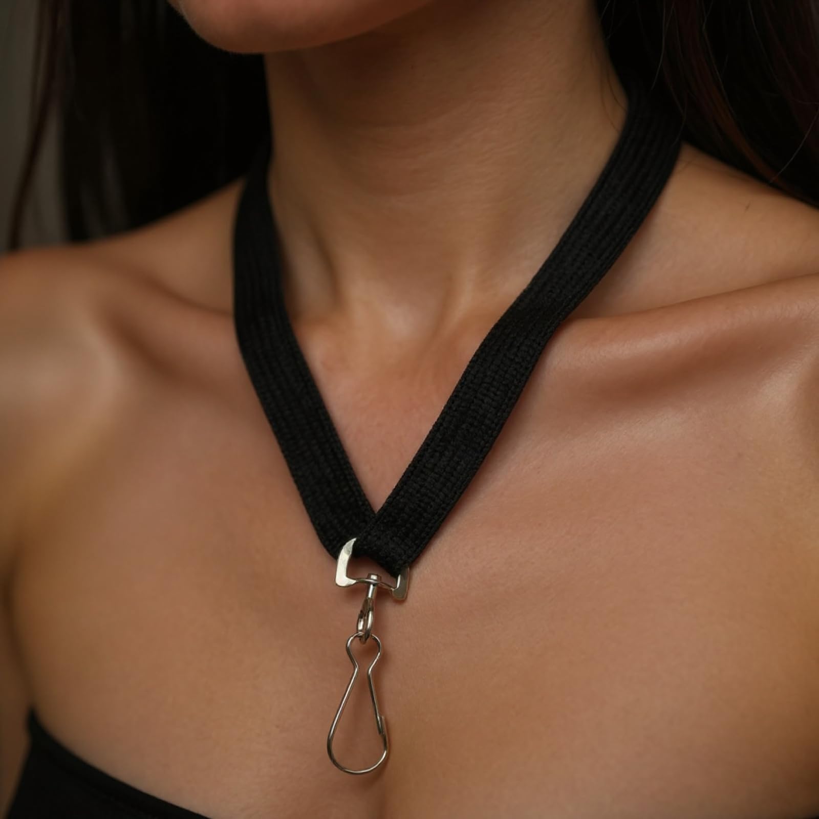 50x schwarze Lanyards, Baumwolle, mit Sicherheitsverschluss & J-Haken. Leicht, abnehmbarer Clip. Ideal für Ausweishalter, Namensschilder, Büro, Events.