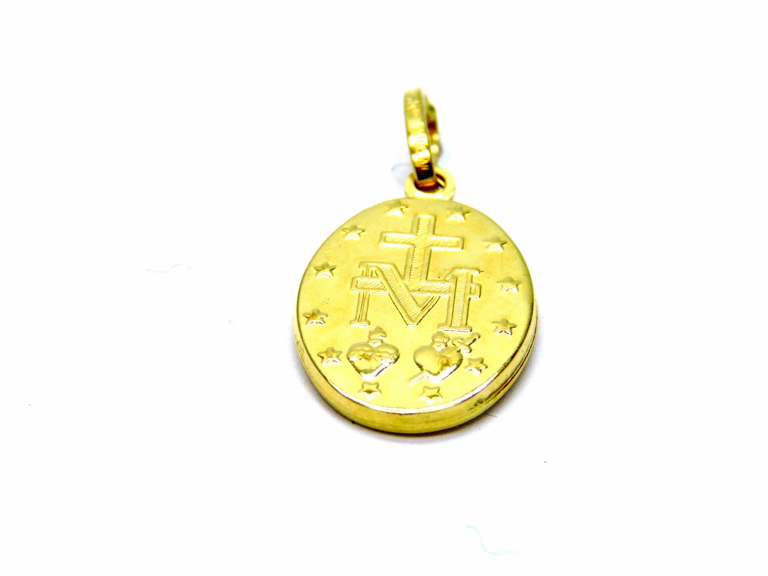 Ciondolo Oro Giallo 18kt (750) Pendente Medaglia per Madonna di Lourdes Madonnina Donna Ragazza